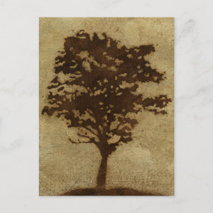 Träd Silhouette på Bronze Background Vykort