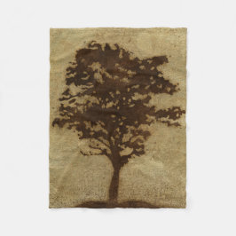 Träd Silhouette på Bronze-bakgrunden Fleecefilt