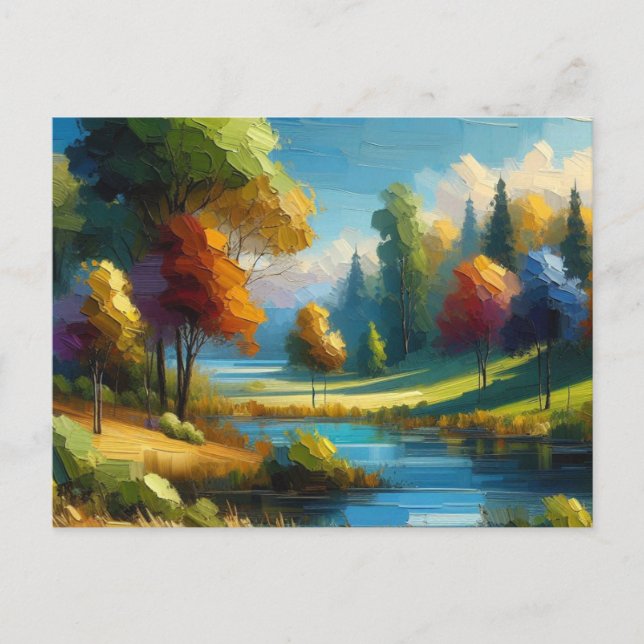 Träd Sjö i liggande, Vykort (Framsida)