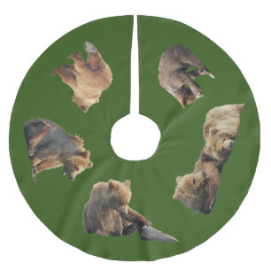 Träd Skirt av grizzlybjörn unge Julgransmatta Borstad Polyester