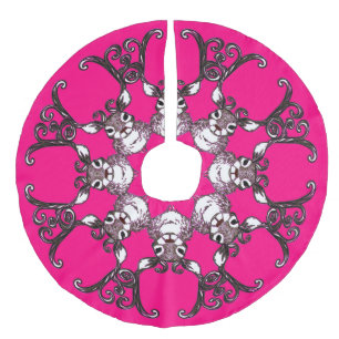 Träd skirt Cute Reindeer-brunt hjort rosa Julgransmatta Fusklinne
