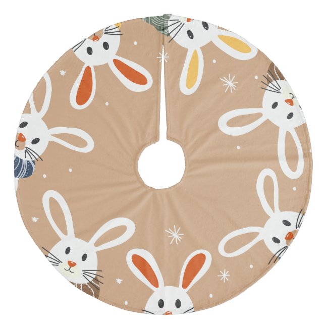 Träd Skirt med julklappar och snöflingor Julgransmatta Fleece (Framsidan)