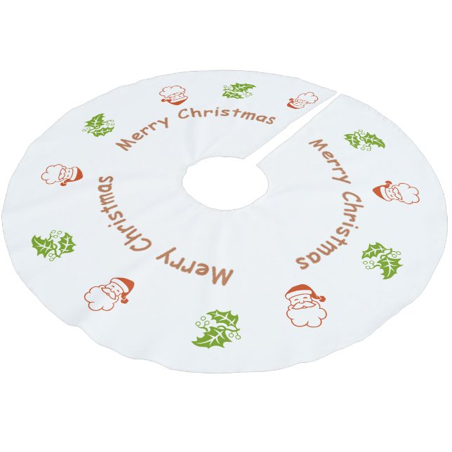Träd Skirt - Santa och Holly Julgransmatta Borstad Polyester (Vinklad)