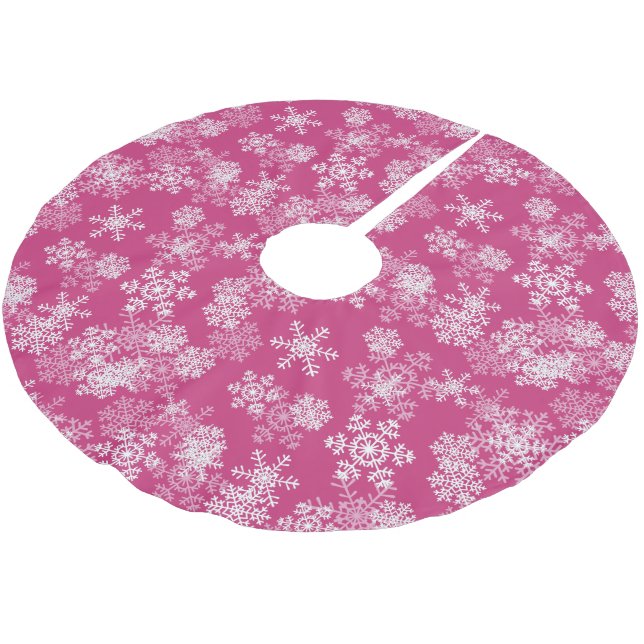 Träd Skirt-Snöflingor-Rosa Julgransmatta Borstad Polyester (Vinklad)