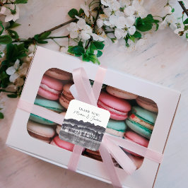 Träd Skog Berg Svart & Vitt Tacksamt Minne Fyrkantigt Klistermärke