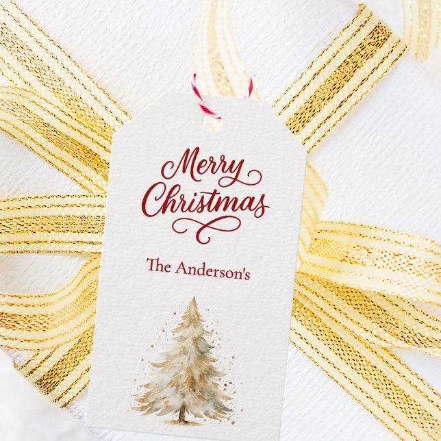 Träd snö: vit jul presentetikett (Skapare uppladdad)