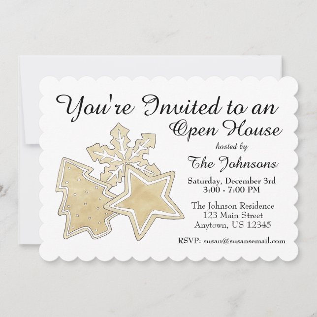 Träd Snowflake-Helgdag för julsocker Inbjudningar (Framsida)