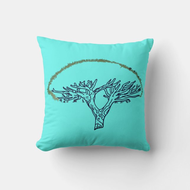 Träd, Socotra Dragon Träd Teckning Cushion Kudde (Framsida)