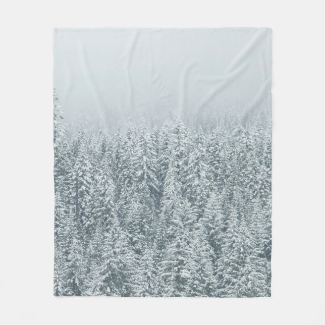 TRÄD SOM TÄCKER SNÖ FLEECEFILT (Framsidan)