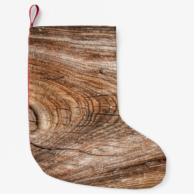 Träd struktur (råvirke) liten julstrumpa (Framsidan)