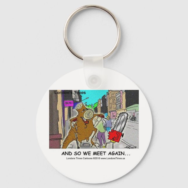 Träd Stump Vs Chainsee-Roliga muggar kort Nyckelring (Framsida)