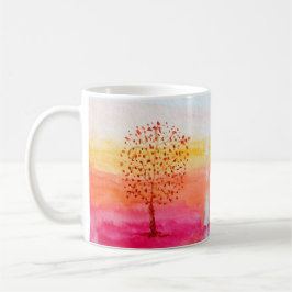 Träd Sunset Watercolor Hand Pasigned Kaffemugg