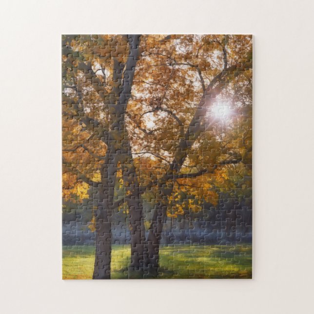 Träd Sunshine Art Puzzle - hösten Pussel (Vertikal)