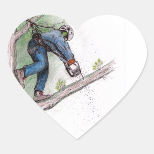 Träd Surgeon Arborist Lumberjack Hjärtformat Klistermärke