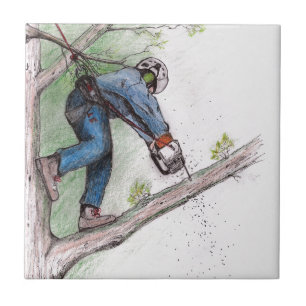 Träd Surgeon Arborist Lumberjack Kakelplatta