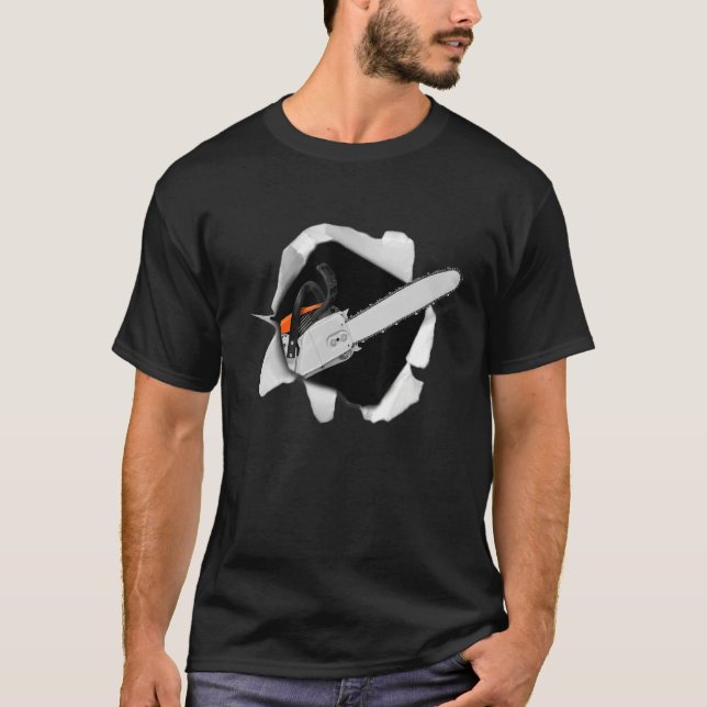 Träd Surgeon Arborist Lumberjack Manar Chainsåg T Shirt (Framsida)