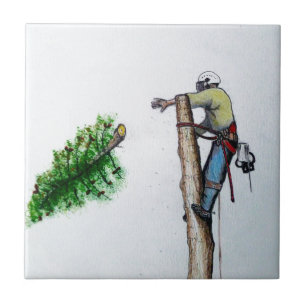 Träd Surgeon Arborist på arbetsplatsen Kakelplatta