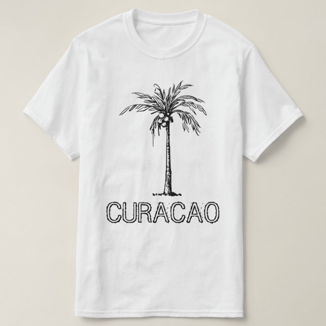 Träd, svart och vit färg på Curacao coconut T Shirt (Design framsida)