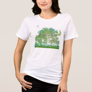 Träd T-tröjor med Måne och stjärnor T Shirt