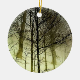 Träd täckt av snö julgransprydnad keramik