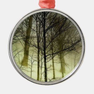 Träd täckt av snö julgransprydnad metall