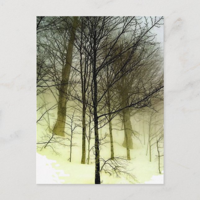 Träd täckt av snö vykort (Framsida)