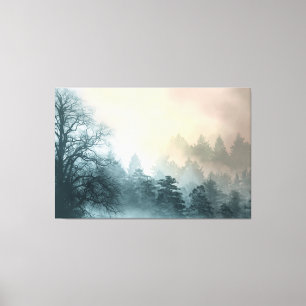 Träd täckt i Mist Fantasy Ligcape Canvastryck