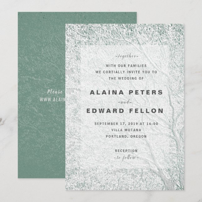 Träd-temat Unik Embossed-liknande Bröllop © Inbjudningar (Fram/baksida)