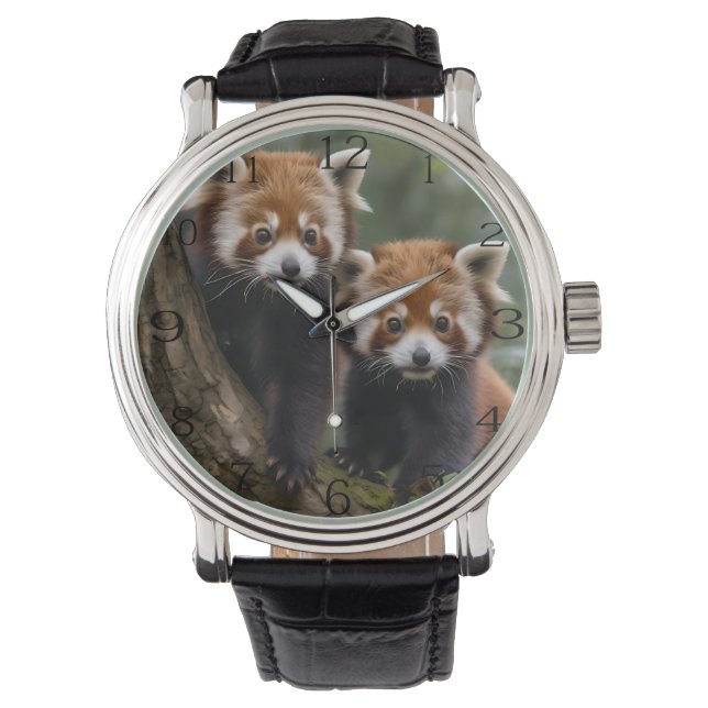 "Träd-top Explorers: Baby Red Pandas Tittar ut Armbandsur (Framsida)