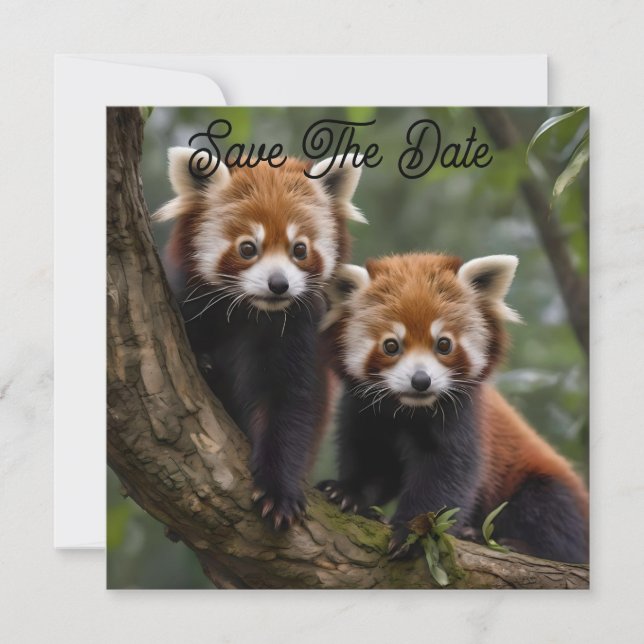 "Träd-top Explorers: Baby Red Pandas Tittar ut Spara Datumet (Framsida)