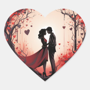Träd-Top Romantik: Kärlek Embrace Sticker Hjärtformat Klistermärke