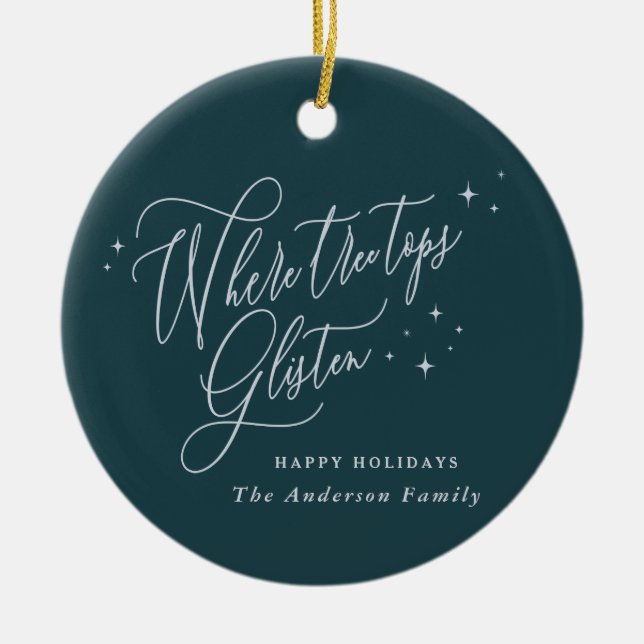 Träd toppar lyssnar på julen Helgdag Julgransprydnad Keramik (Framsidan)