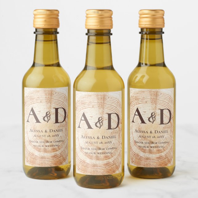Träd-träbark Personlig Rustic Bröllop Vinetikett (Flaskor)