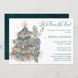 Träd Trim och Helgdag Ornament Exchange Party Inbjudningar