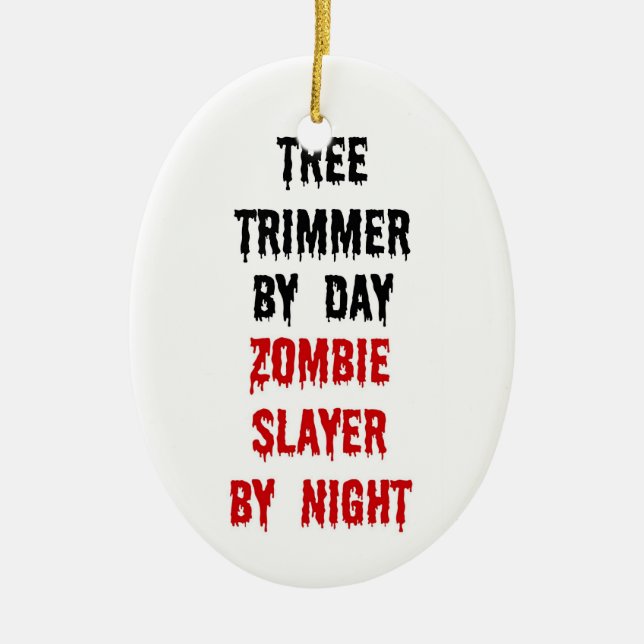 Träd Trimmer Zombie Sayer Julgransprydnad Keramik (Framsidan)