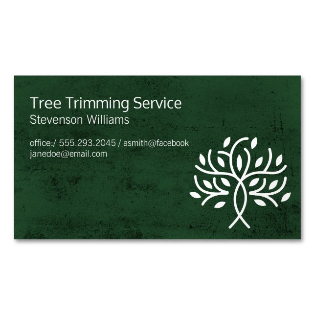 Träd Trimming | Natur utomhus | Styliserad Träd Magnetiska Visitkort (Framsida)