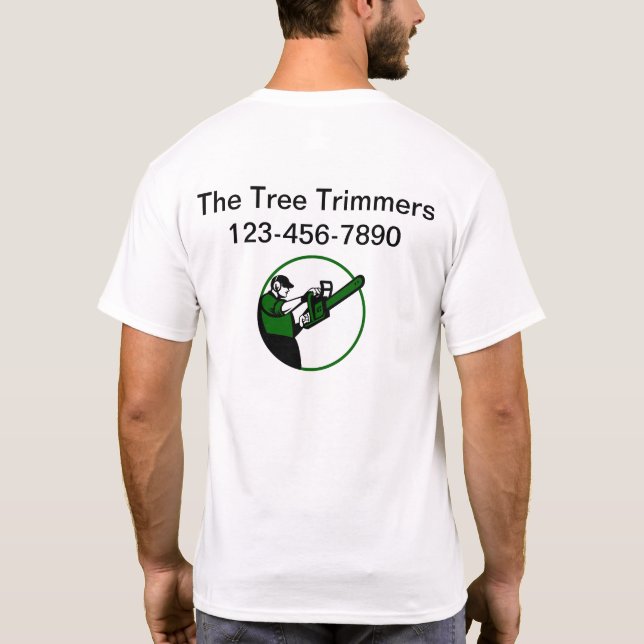 Träd Trimming Service Business Logotyp Work Shirts T Shirt (Baksida)
