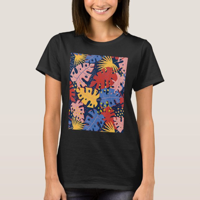 Träd Tropical Beach Handflatan Summer Löv Exotic V T Shirt (Framsida)