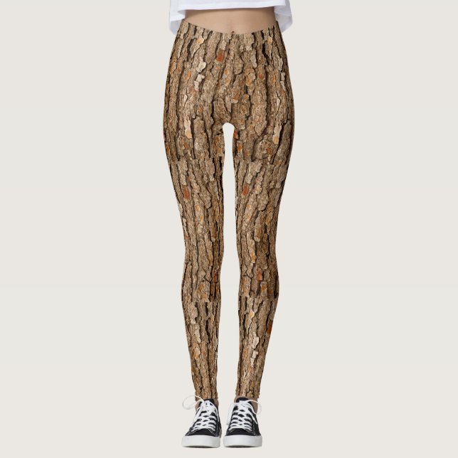Träd Trunk Gräs Bark Struktur  Leggings (Framsida)