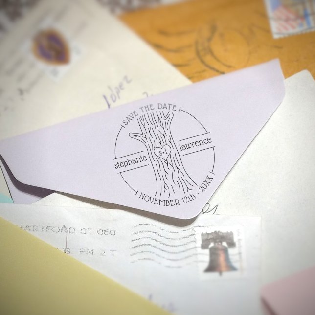 Träd Trunk Par Initialer spara datum Bröllop Stämpel (Skapare uppladdad)