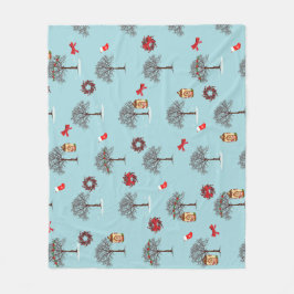 Träd under vintern och Juldekorationer Fleecefilt