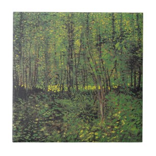 Träd & Undergrowth by Van Gogh Kakelplatta
