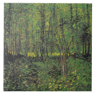 Träd & Undergrowth by Van Gogh Kakelplatta