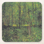 Träd & Undergrowth by Van Gogh Underlägg Papper Kvadrat<br><div class="desc">Vincent Van Gogh Landscape Painting Series - Träd och Undergrowth</div>
