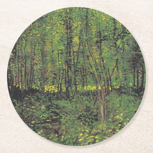 Träd & Undergrowth by Van Gogh Underlägg Papper Rund (Framsidan)