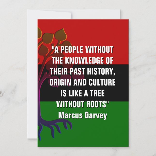 TRÄD UTAN ROOTS Marcus Garvey Black History Kort (Framsida)