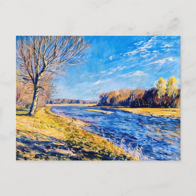 Träd vid en Quiet Vår Helg Vykort (Framsida)