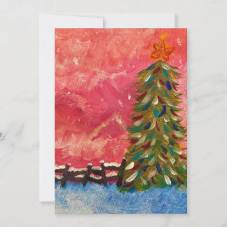 Träd vid skymning julkort