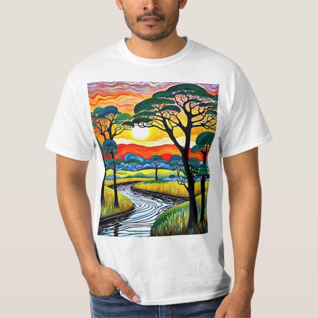 Träd vid solnedgång 2 t shirt (Framsida)
