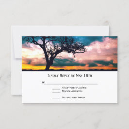 Träd vid Sunset Bröllop OSA Card Kort